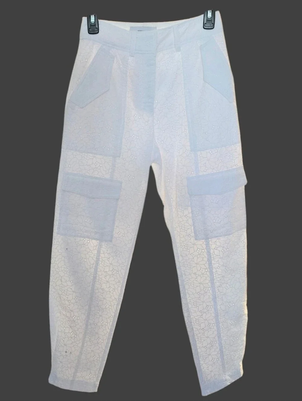 Derek Lam 10 Crosby Mila Floral Eyelet Utility Cropped Pants In White - Picture 3 of 10